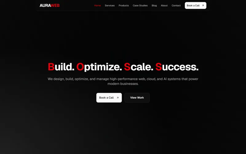 AuraWeb website, designed and built by Nabulsi.tech