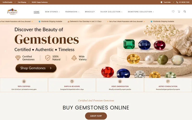 Puneet Gems website