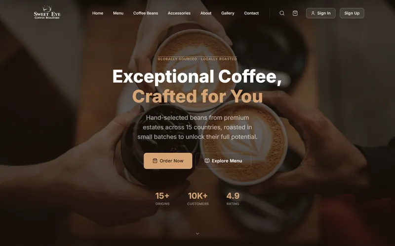 Sweet Eye Coffee website, designed and built by Nabulsi.tech