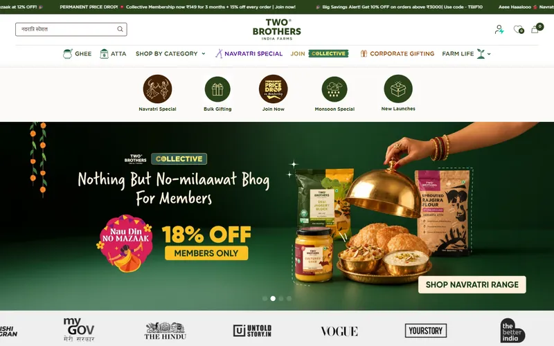 Two Brothers India Farms website